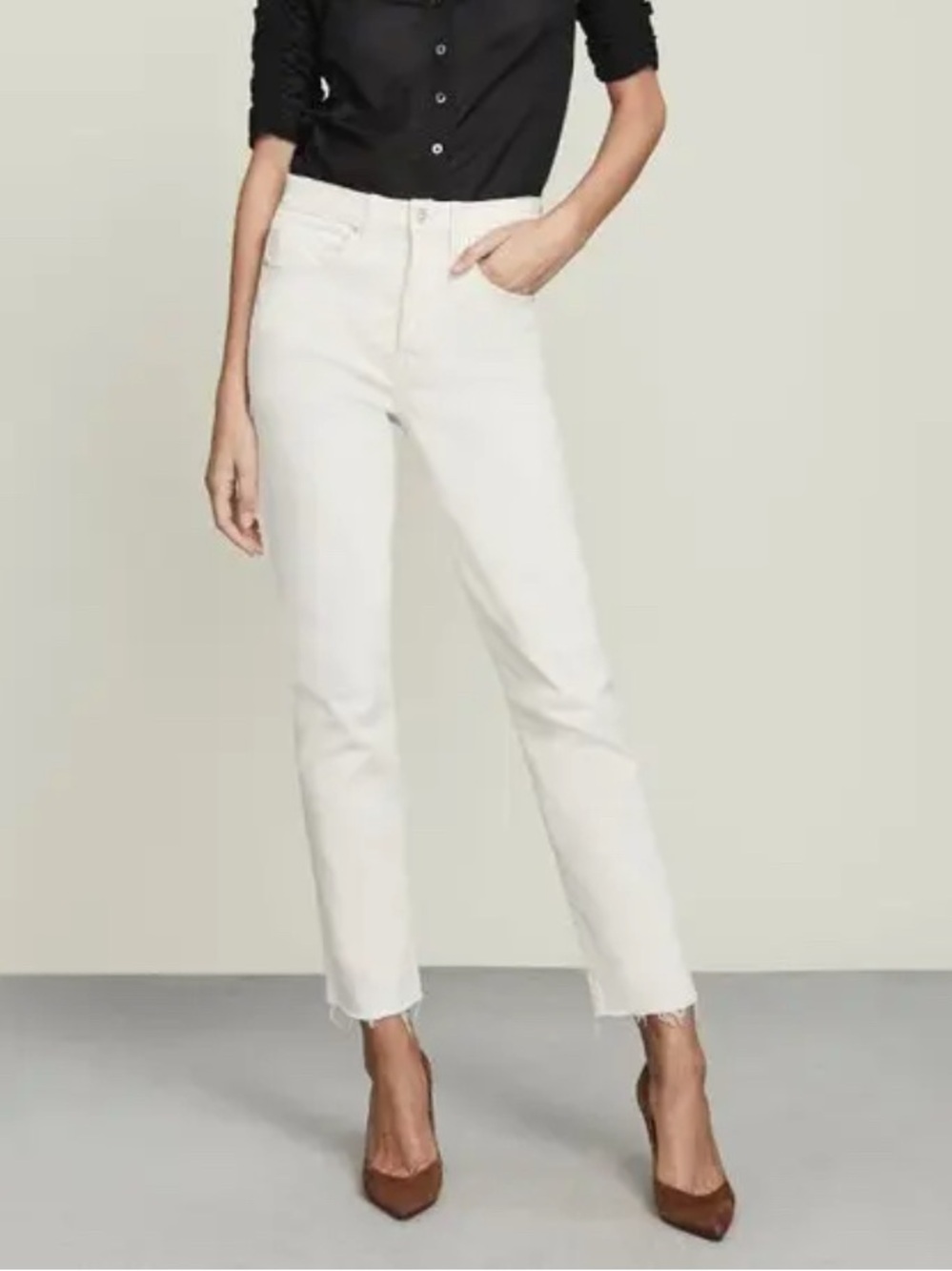 Veronica Beard Ryleigh Slim Straight Leg High Rise Raw Hem Jeans size 27